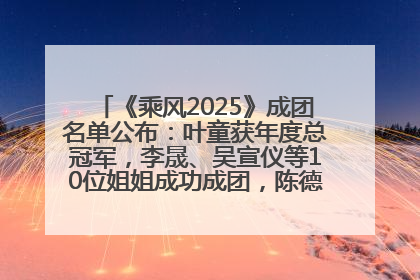 《乘风2025》成团名单公布：叶童获年度总冠军，李晟、吴宣仪等10位姐姐成功成团，陈德容获年度高光人物