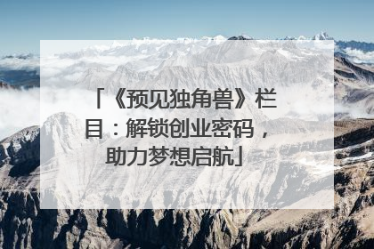 《预见独角兽》栏目：解锁创业密码，助力梦想启航