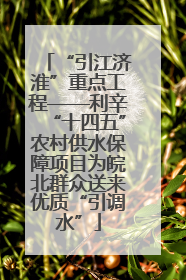 “引江济淮”重点工程——利辛“十四五”农村供水保障项目为皖北群众送来优质“引调水”