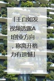 王自如发视频透露AI创业方向，称离开格力有遗憾