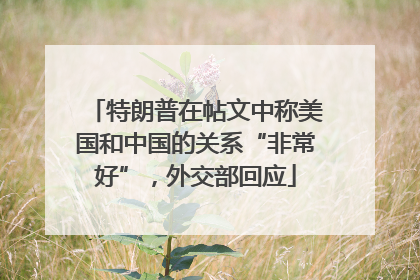 特朗普在帖文中称美国和中国的关系“非常好”，外交部回应