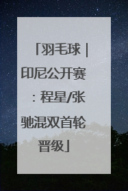 羽毛球｜印尼公开赛：程星/张驰混双首轮晋级