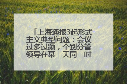 上海通报3起形式主义典型问题：会议过多过频，个别分管领导在某一天同一时段需参加3个会议