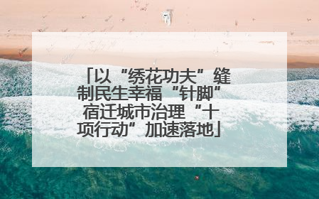 以“绣花功夫”缝制民生幸福“针脚” 宿迁城市治理“十项行动”加速落地