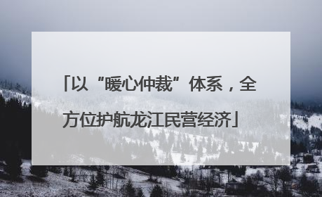 以“暖心仲裁”体系，全方位护航龙江民营经济
