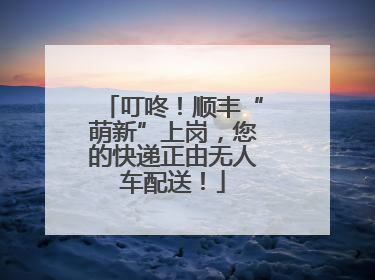 叮咚！顺丰“萌新”上岗，您的快递正由无人车配送！