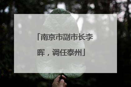 南京市副市长李晖，调任泰州