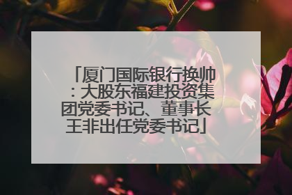 厦门国际银行换帅：大股东福建投资集团党委书记、董事长王非出任党委书记