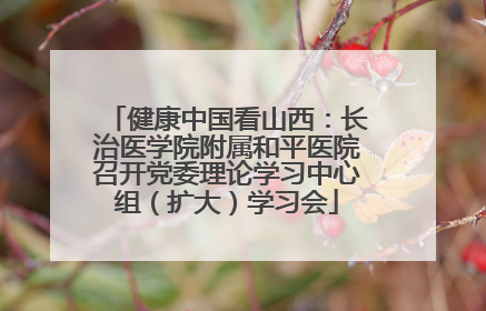 健康中国看山西：长治医学院附属和平医院召开党委理论学习中心组（扩大）学习会