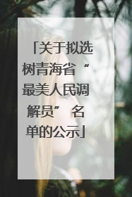 关于拟选树青海省“最美人民调解员” 名单的公示