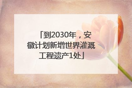 到2030年，安徽计划新增世界灌溉工程遗产1处
