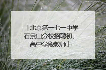 北京第一七一中学石景山分校招聘初、高中学段教师