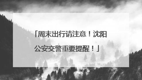 周末出行请注意！沈阳公安交警重要提醒！