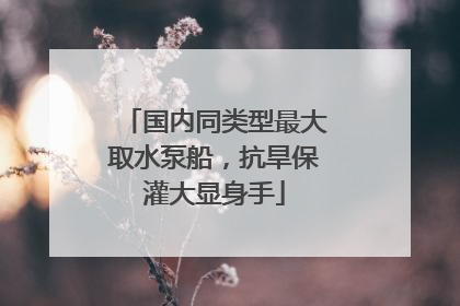 国内同类型最大取水泵船，抗旱保灌大显身手