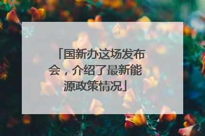 国新办这场发布会，介绍了最新能源政策情况