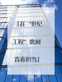 在“世纪工程”镌刻青春担当