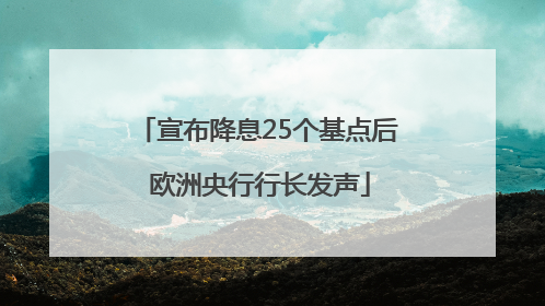 宣布降息25个基点后 欧洲央行行长发声