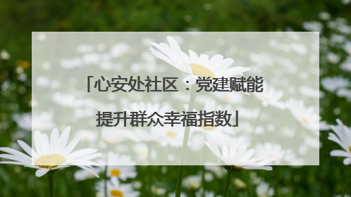 心安处社区：党建赋能 提升群众幸福指数