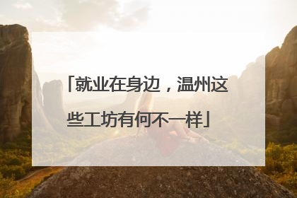 就业在身边，温州这些工坊有何不一样