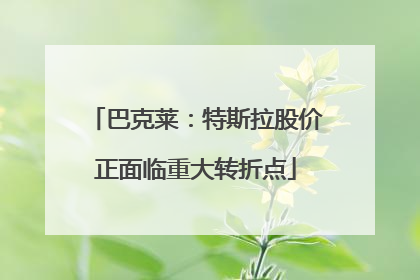 巴克莱：特斯拉股价正面临重大转折点