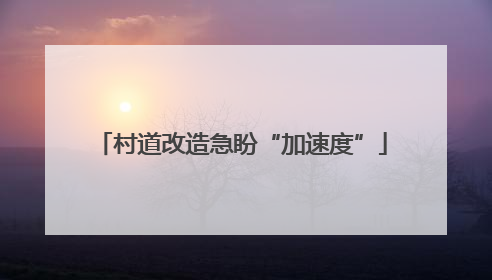 村道改造急盼“加速度”