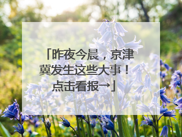 昨夜今晨，京津冀发生这些大事！点击看报→