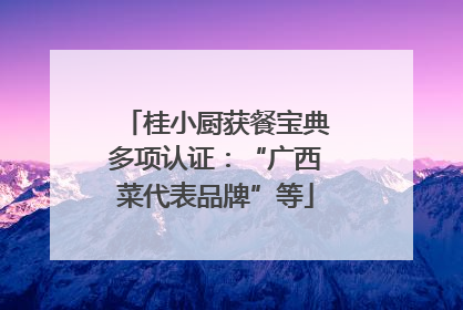 桂小厨获餐宝典多项认证：“广西菜代表品牌”等