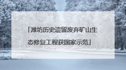 潍坊历史遗留废弃矿山生态修复工程获国家示范