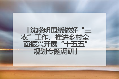 沈晓明围绕做好“三农”工作、推进乡村全面振兴开展“十五五”规划专题调研