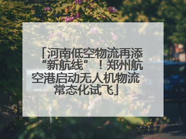 河南低空物流再添“新航线”！郑州航空港启动无人机物流常态化试飞