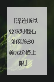 泽连斯基要求对俄石油实施30美元价格上限