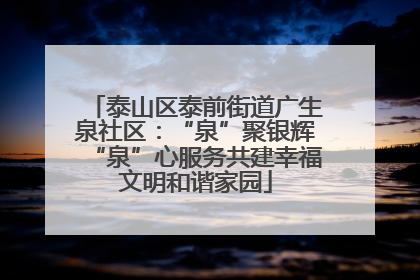 泰山区泰前街道广生泉社区：“泉”聚银辉“泉”心服务共建幸福文明和谐家园