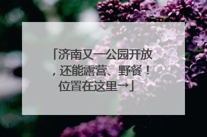 济南又一公园开放，还能露营、野餐！位置在这里→