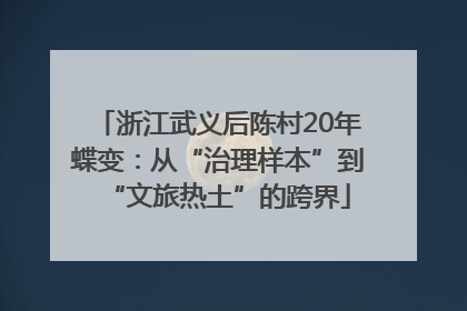浙江武义后陈村20年蝶变：从“治理样本”到“文旅热土”的跨界