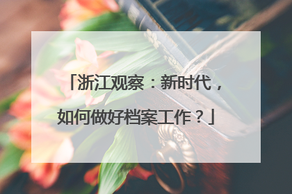 浙江观察：新时代，如何做好档案工作？