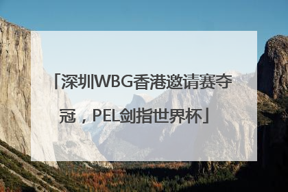 深圳WBG香港邀请赛夺冠，PEL剑指世界杯