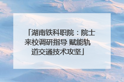 湖南铁科职院：院士来校调研指导 赋能轨道交通技术攻坚