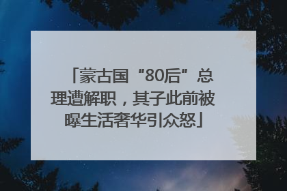 蒙古国“80后”总理遭解职，其子此前被曝生活奢华引众怒