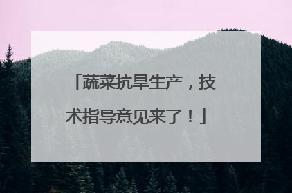 蔬菜抗旱生产，技术指导意见来了！