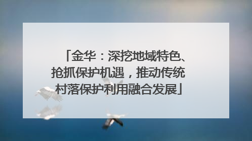 金华：深挖地域特色、抢抓保护机遇，推动传统村落保护利用融合发展