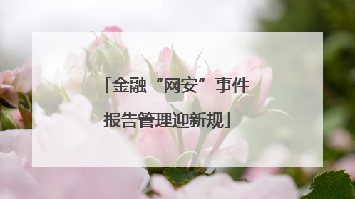 金融“网安”事件报告管理迎新规