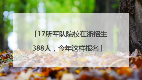 17所军队院校在浙招生388人，今年这样报名