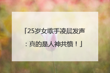 25岁女歌手凌晨发声：真的是人神共愤！