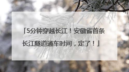 5分钟穿越长江！安徽省首条长江隧道通车时间，定了！